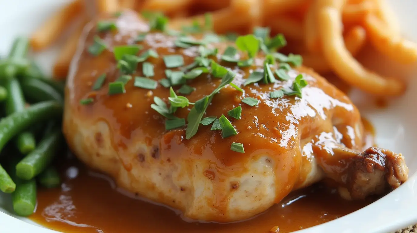 A bowl of rich and savory turkey neck gravy, made with turkey necks and served alongside mashed potatoes.